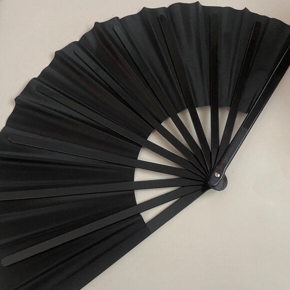 Black Glitter Folding Hand Fan – with Carry Sleeve - Picture 2 of 10